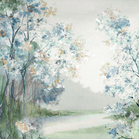 Lighten Blue Forest  Gold Ornate Wood Framed Art Print with Double Matting by Mavis, Luna