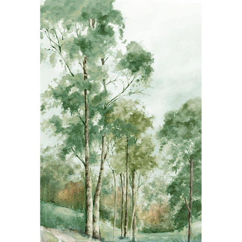 Green Woodlands  Gold Ornate Wood Framed Art Print with Double Matting by Mavis, Luna