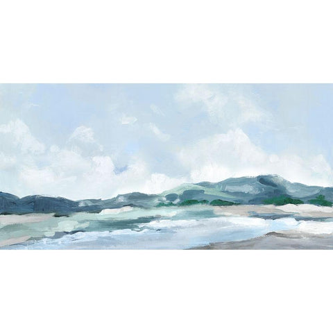 Blue Mountains Black Modern Wood Framed Art Print with Double Matting by Mavis, Luna