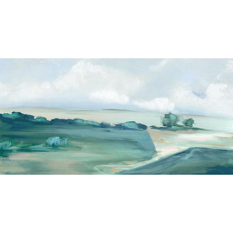 Calming Green Black Modern Wood Framed Art Print with Double Matting by Mavis, Luna