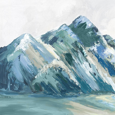 Blue Palette Mountains II White Modern Wood Framed Art Print with Double Matting by Mavis, Luna