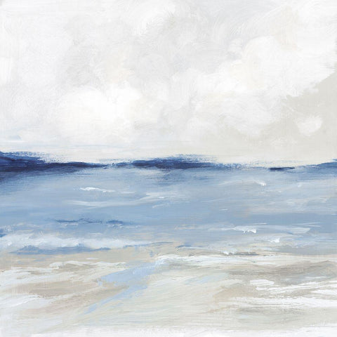 Trangquil Blue Beach Black Modern Wood Framed Art Print with Double Matting by Mavis, Luna