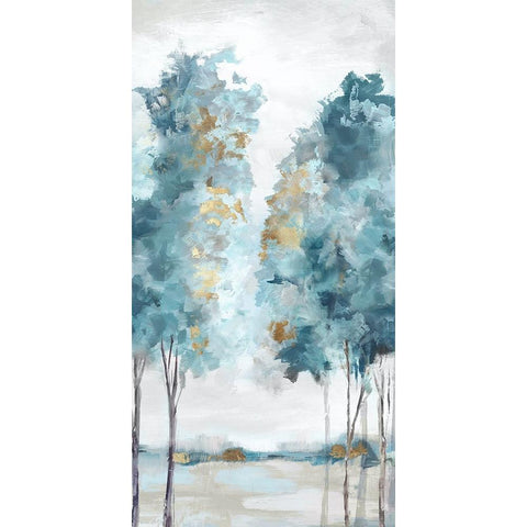 Teal Blue Forest I Black Modern Wood Framed Art Print by Mavis, Luna
