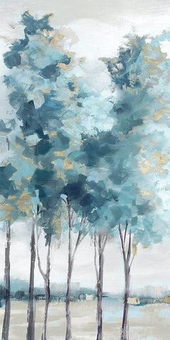 Teal Blue Forest II Black Ornate Wood Framed Art Print with Double Matting by Mavis, Luna