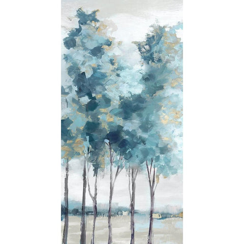 Teal Blue Forest II Black Modern Wood Framed Art Print by Mavis, Luna