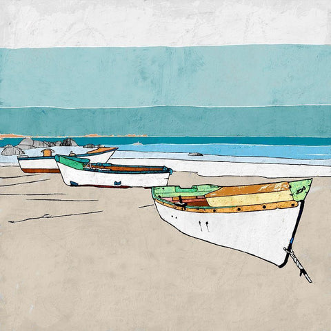 Lined Up White Modern Wood Framed Art Print with Double Matting by Cacho, E.L.