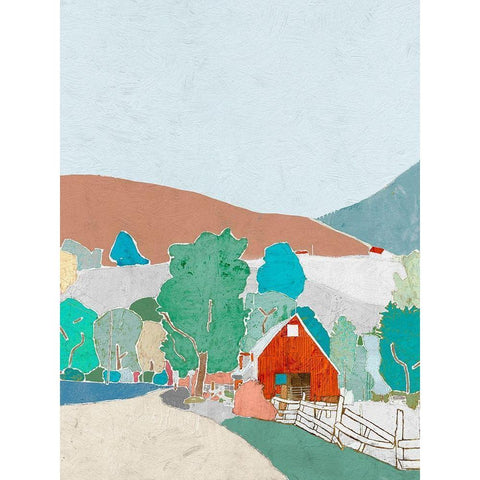 Rural Melody Black Modern Wood Framed Art Print by Cacho, E.L.