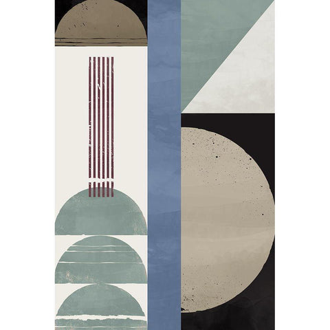 Blue Abstract Geometric II Black Modern Wood Framed Art Print by William, Gary