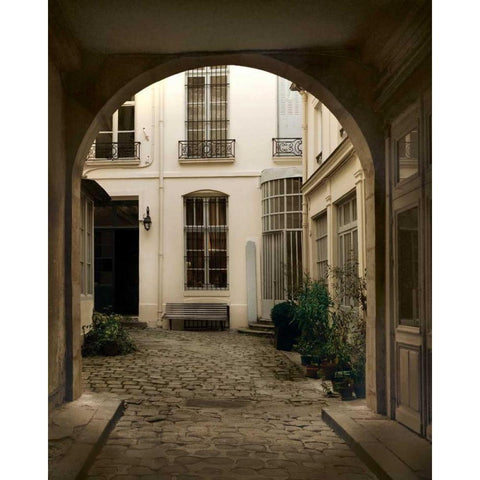 Marais Courtyard White Modern Wood Framed Art Print by White, Milla