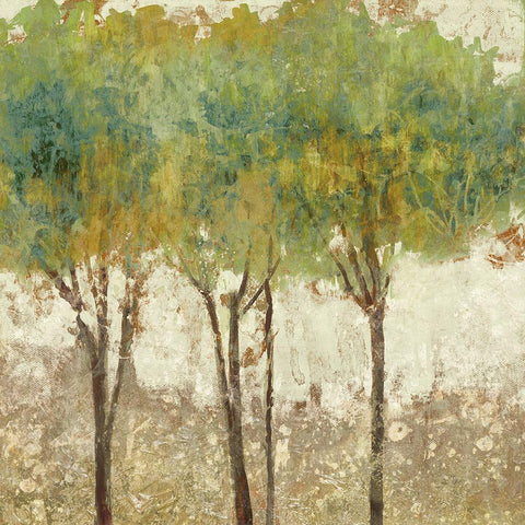 Trees in Green Black Modern Wood Framed Art Print by Kroeker, Wendy
