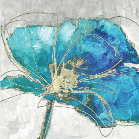 Blue Poppy I Black Ornate Wood Framed Art Print with Double Matting by Kroeker, Wendy