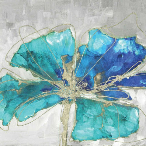 Blue Poppy II White Modern Wood Framed Art Print with Double Matting by Kroeker, Wendy