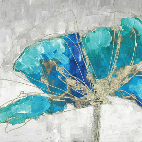 Blue Poppy III White Modern Wood Framed Art Print by Kroeker, Wendy