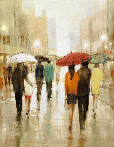Gentle Rain White Modern Wood Framed Art Print with Double Matting by Kroeker, Wendy