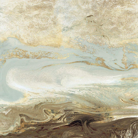 Ocean Blue Gold Version Gold Ornate Wood Framed Art Print with Double Matting by Kroeker, Wendy