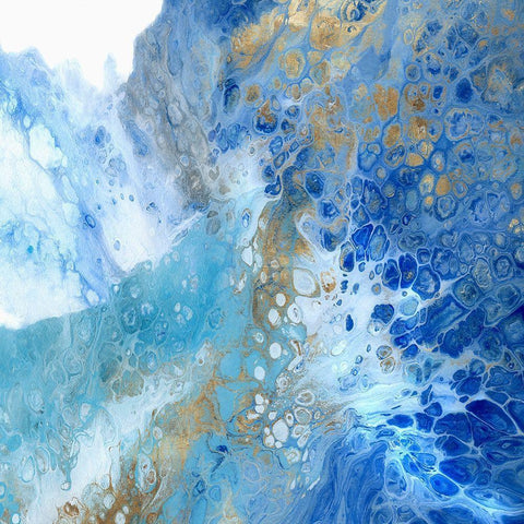 Blue Surf III Black Ornate Wood Framed Art Print with Double Matting by Kroeker, Wendy