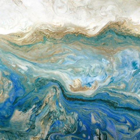 Blue Paassage II Black Modern Wood Framed Art Print with Double Matting by Kroeker, Wendy