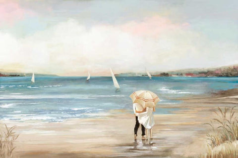 Pearl Shore White Modern Wood Framed Art Print with Double Matting by Wilson, Aimee