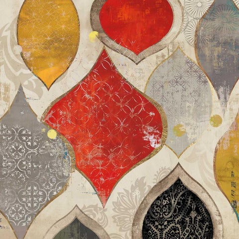 Red Motif II Black Modern Wood Framed Art Print with Double Matting by Wilson, Aimee