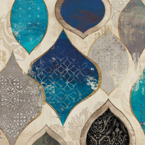 Blue Motif II White Modern Wood Framed Art Print by Wilson, Aimee