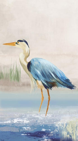 Heron On The Beach II White Modern Wood Framed Art Print with Double Matting by Wilson, Aimee