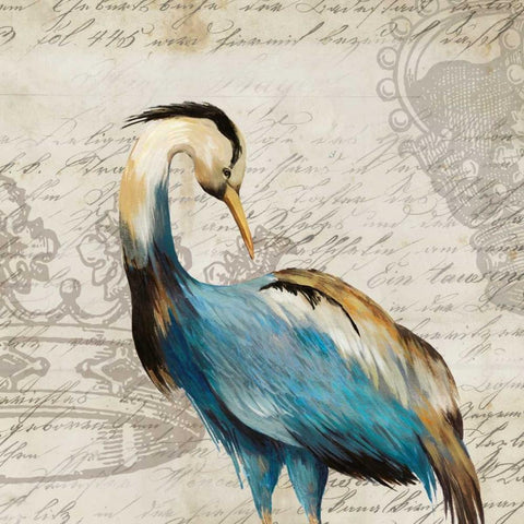 Heron I Black Ornate Wood Framed Art Print with Double Matting by Wilson, Aimee