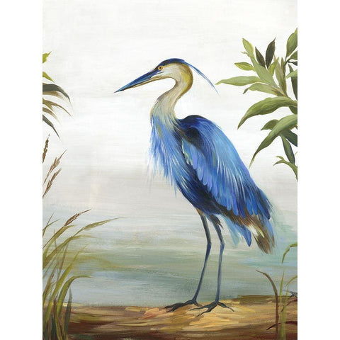 Blue Heron White Modern Wood Framed Art Print by Wilson, Aimee