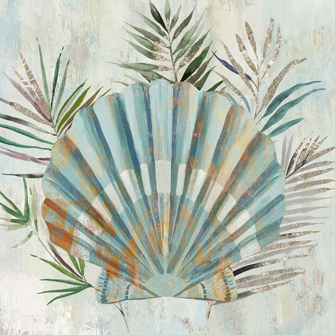 Turquoise Shell II White Modern Wood Framed Art Print by Wilson, Aimee