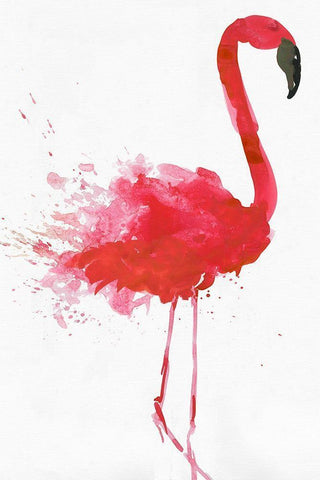 Flamingo Portrait II White Modern Wood Framed Art Print with Double Matting by Wilson, Aimee