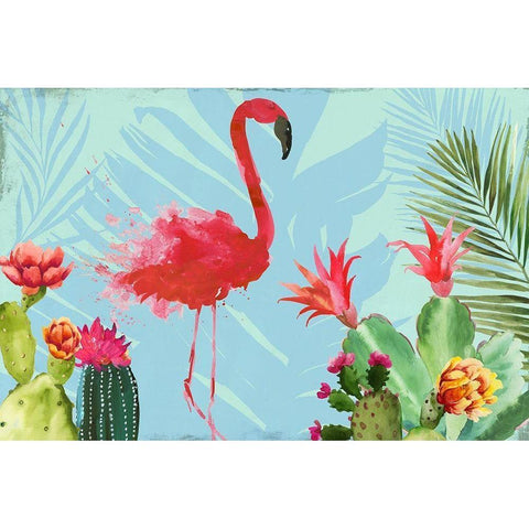 Flamingo in the Mix Gold Ornate Wood Framed Art Print with Double Matting by Wilson, Aimee