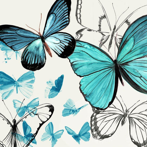 Monarch Butterflies  Black Modern Wood Framed Art Print with Double Matting by Wilson, Aimee
