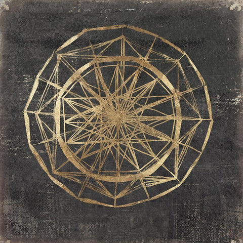 Golden Wheel II  Black Ornate Wood Framed Art Print with Double Matting by Wilson, Aimee