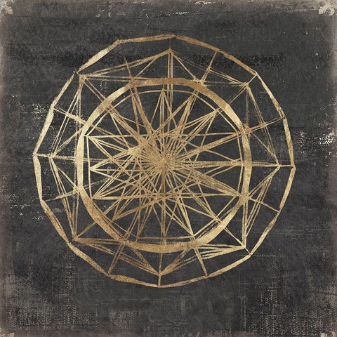 Golden Wheel II  Black Modern Wood Framed Art Print with Double Matting by Wilson, Aimee