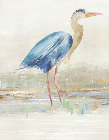 Heron in Lake  White Modern Wood Framed Art Print with Double Matting by Wilson, Aimee