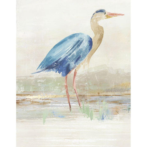 Heron in Lake  Gold Ornate Wood Framed Art Print with Double Matting by Wilson, Aimee