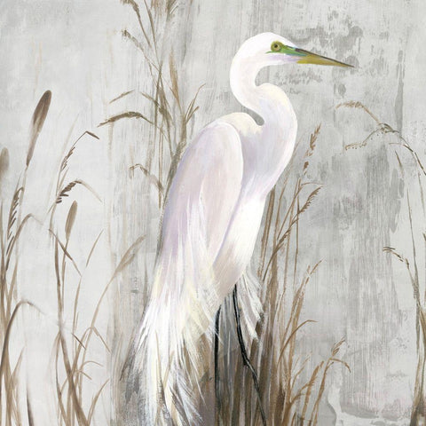 Heron in the Reeds Black Ornate Wood Framed Art Print with Double Matting by Wilson, Aimee