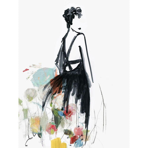 Fashion Flowers II Black Modern Wood Framed Art Print with Double Matting by Wilson, Aimee