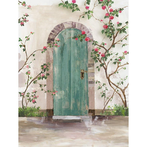 Arch Door with Roses  White Modern Wood Framed Art Print by Wilson, Aimee