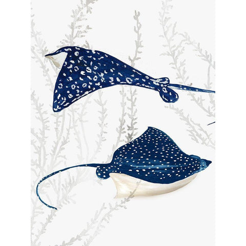 Blue Stingray III White Modern Wood Framed Art Print by Wilson, Aimee