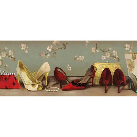 Shoe Lineup Gold Ornate Wood Framed Art Print with Double Matting by Wilson, Aimee