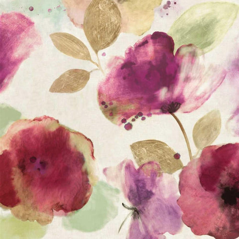 Watercolour Florals I White Modern Wood Framed Art Print with Double Matting by Wilson, Aimee