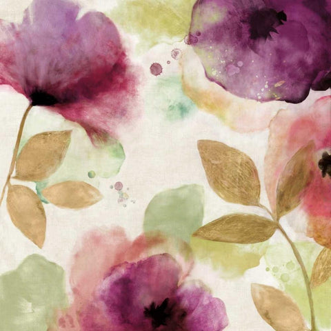 Watercolour Florals II Black Modern Wood Framed Art Print with Double Matting by Wilson, Aimee