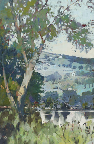 Lemon Landscape I White Modern Wood Framed Art Print with Double Matting by Wilde, Susan