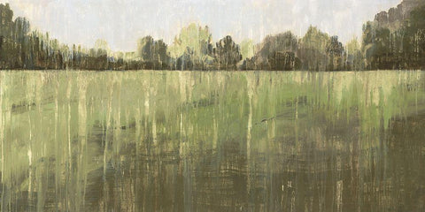 Green Field III  Black Ornate Wood Framed Art Print with Double Matting by Wilde, Susan
