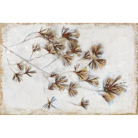 Golden Pine Braches I  White Modern Wood Framed Art Print by Wilde, Susan