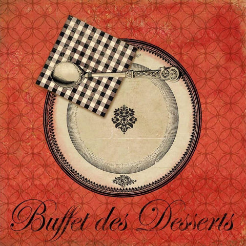 Buffet de Desserts Black Ornate Wood Framed Art Print with Double Matting by Wilson, Aimee