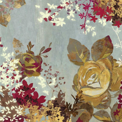 Golden Roses II White Modern Wood Framed Art Print by Wilson, Aimee