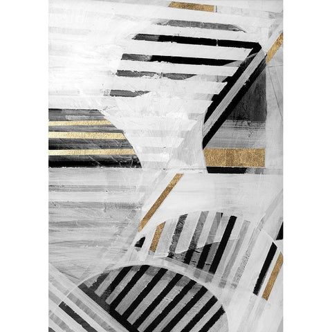 Black White Gold I White Modern Wood Framed Art Print by Cartissi