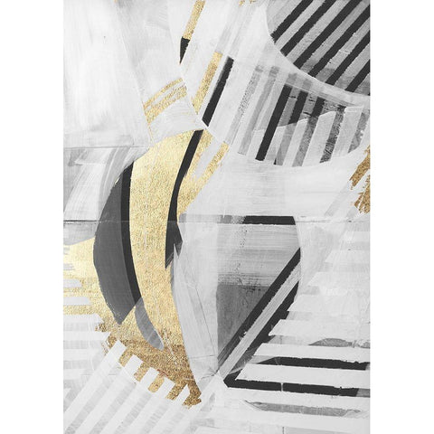 Black White Gold II White Modern Wood Framed Art Print by Cartissi