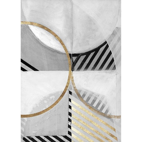 Black White Gold III White Modern Wood Framed Art Print by Cartissi